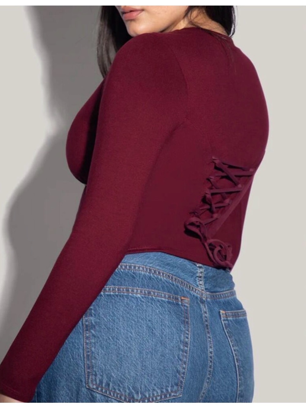 TA3 Long Sleeve Corsety Top Dark Cherry Built-In Shapewear NWT | Large - Picture 9 of 13